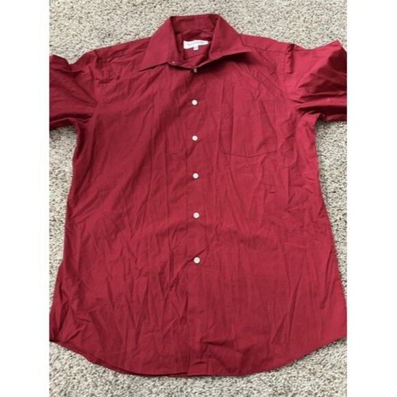 Emanuel Ungargo Mens Red dress shirt button up long sleeve Size Medium 15.5 - Picture 8 of 14